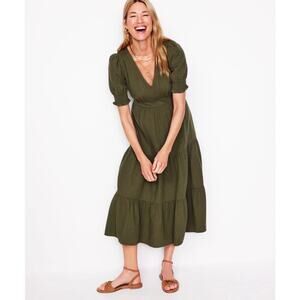 Boden Olive Green Tiered Mini Dress